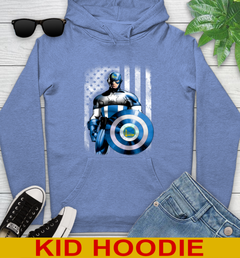 Golden State Warriors NBA Basketball Captain America Marvel Avengers American Flag Shirt Youth Hoodie 12
