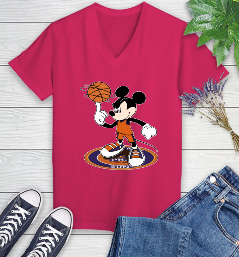 NBA Basketball Phoenix Suns Cheerful Mickey Disney Shirt Women's V-Neck T-Shirt 8