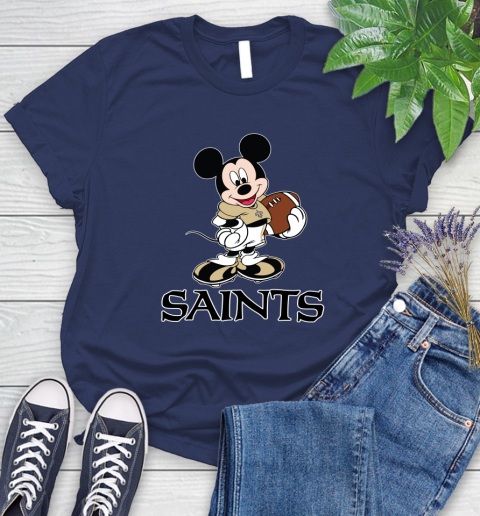 NFL Football New Orleans Saints Cheerful Mickey Mouse Shirt Women's T-Shirt 12