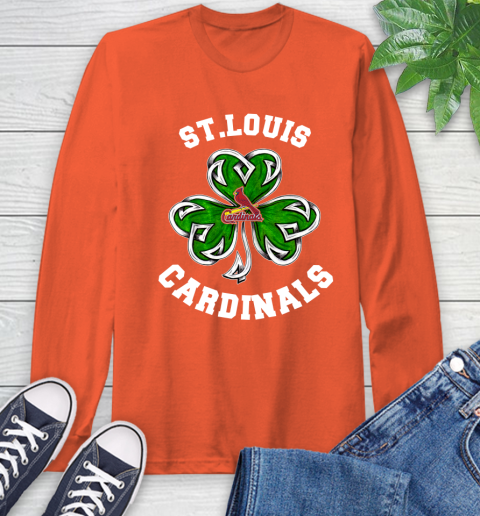 MLB St.Louis Cardinals Three Leaf Clover St Patrick's Day Baseball Sports Long Sleeve T-Shirt 4