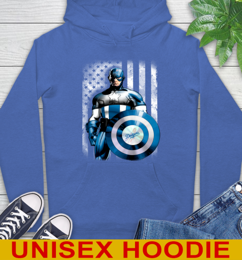 Los Angeles Dodgers MLB Baseball Captain America Marvel Avengers American Flag Shirt Hoodie 9