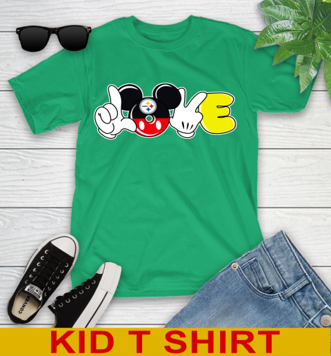 Pittsburgh Steelers NFL Football Love Mickey Disney Sports Youth T-Shirt 6