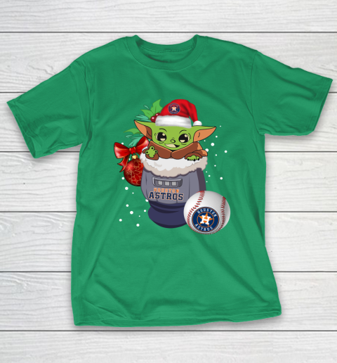 Houston Astros Christmas Baby Yoda Star Wars Funny Happy MLB T-Shirt