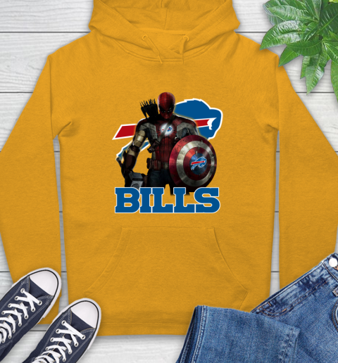 NFL Captain America Thor Spider Man Hawkeye Avengers Endgame Football Buffalo Bills Hoodie 3
