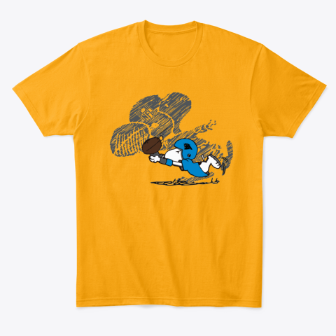tpae carolina panthers snoopy plays the football game classic t shirt 2 front gold