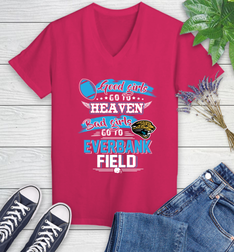 Jacksonville Jaguars NFL Bad Girls Go To Everbank Field Shirt Women's V-Neck T-Shirt 9