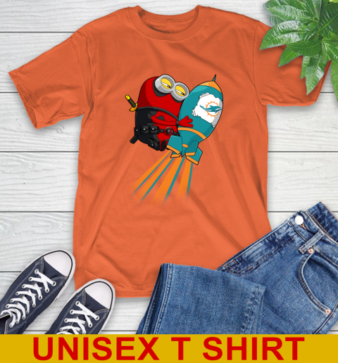 NFL Football Miami Dolphins Deadpool Minion Marvel Shirt T-Shirt 4