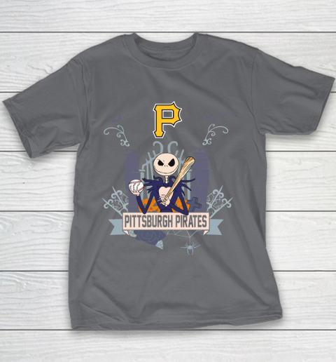 MLB Pittsburgh Pirates Baseball Jack Skellington Halloween Youth T-Shirt 5
