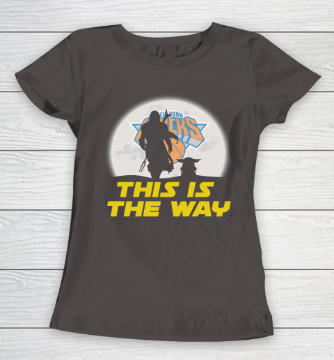 New York Knicks NBA Basketball Star Wars Yoda And Mandalorian This Is The Way Women's T-Shirt 7