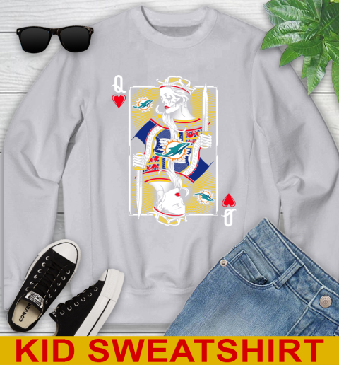 NFL Football Miami Dolphins The Queen Of Hearts Card Shirt Youth Sweatshirt 3