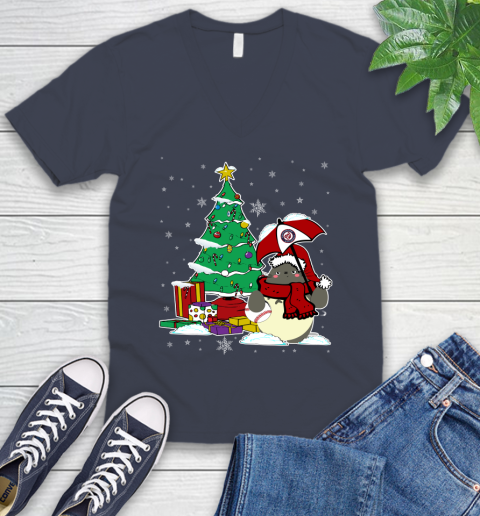 Washington Nationals MLB Baseball Cute Tonari No Totoro Christmas Sports V-Neck T-Shirt 8