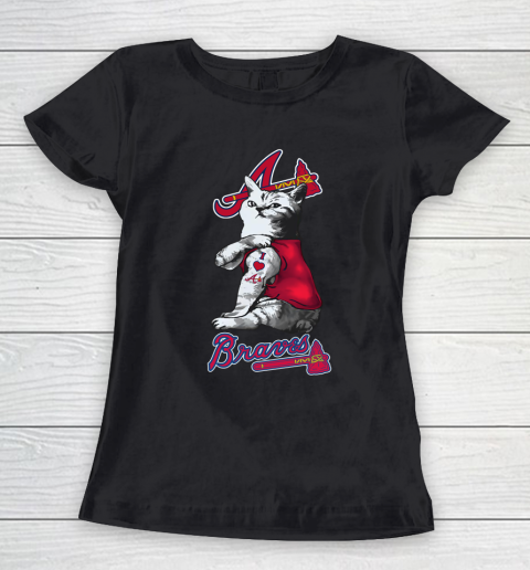 MLB Baseball My Cat Loves Atlanta Braves Women's T-Shirt