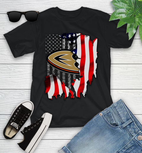 Anaheim Ducks NHL Hockey American Flag Youth T-Shirt