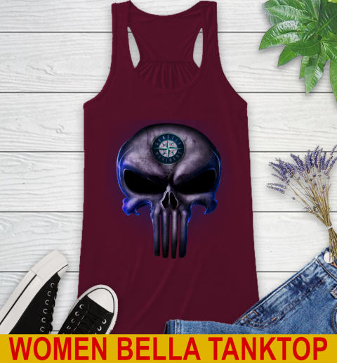Seattle Mariners MLB Baseball Punisher Skull Sports Racerback Tank 2