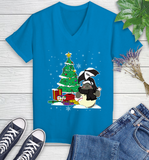 Cincinnati Reds MLB Baseball Cute Tonari No Totoro Christmas Sports (2) Women's V-Neck T-Shirt 7