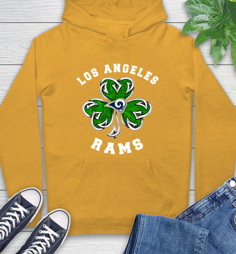 NFL Los Angeles Rams Three Leaf Clover St Patrick's Day Football Sports Hoodie 2