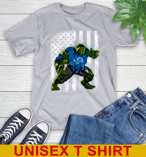 Detroit Lions Hulk Marvel Avengers NFL Football American Flag T-Shirt 5