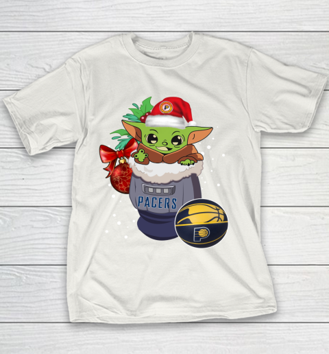 Indiana Pacers Christmas Baby Yoda Star Wars Funny Happy NBA Youth T-Shirt 3