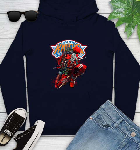 NBA Deadpool Marvel Comics Sports Basketball New York Knicks Youth Hoodie 4