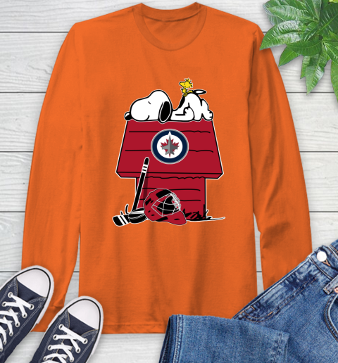 Winnipeg Jets NHL Hockey Snoopy Woodstock The Peanuts Movie Long Sleeve T-Shirt 5