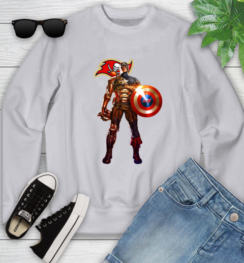 NFL Captain America Marvel Avengers Endgame Football Sports Tampa Bay Buccaneers Youth Sweatshirt 4