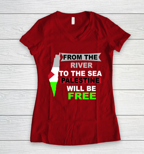From The River To The Sea Palestine Will Be Free Shirt Women's V-Neck T-Shirt 8