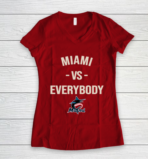 Miami Marlins Vs Everybody Women's V-Neck T-Shirt 8