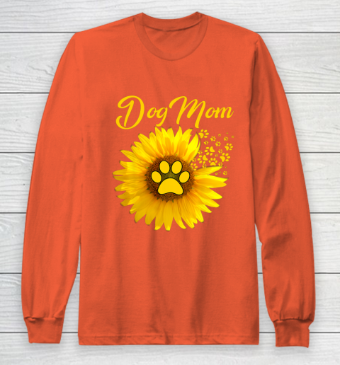 Dog Mom Shirt Amazing Dog Mom Sunflower Dog Paw Long Sleeve T Shirt