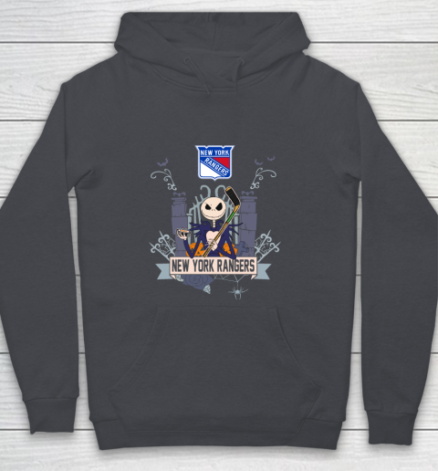NHL New York Rangers Hockey Jack Skellington Halloween Youth Hoodie 5