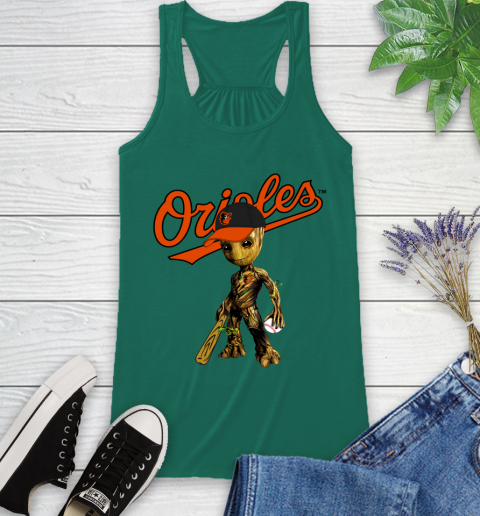 MLB Baltimore Orioles Groot Guardians Of The Galaxy Baseball Racerback Tank 7