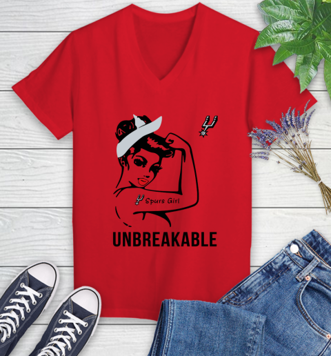 NBA San Antonio Spurs Girl Unbreakable Basketball Sports Women's V-Neck T-Shirt 7