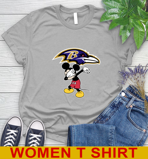 Baltimore Ravens NFL Football Dabbing Mickey Disney Sports Women's T-Shirt 5