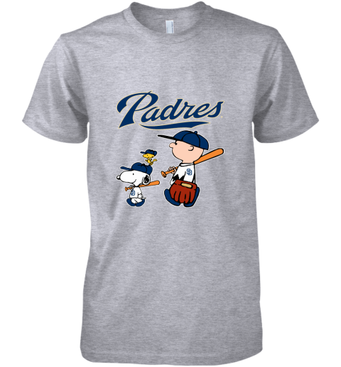 rvgn san diego padres lets play baseball together snoopy mlb shirt premium guys tee 5 front heather grey