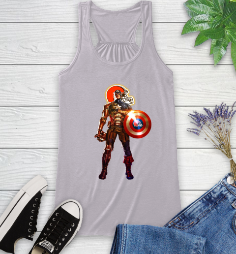 NFL Captain America Marvel Avengers Endgame Football Sports Cleveland Browns Racerback Tank 5