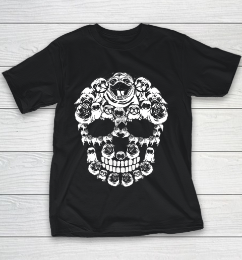 Pug Dog Shirt Halloween Skull Costumes Gift Youth T-Shirt