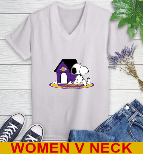 NBA Basketball Los Angeles Lakers Snoopy The Peanuts Movie Shirt Women's V-Neck T-Shirt