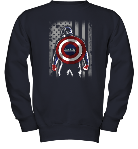 NFL Captain America Marvel Avengers Endgame Football Sports Seattle  Seahawks Long Sleeve T-Shirt