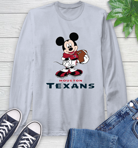 NFL Football Houston Texans Cheerful Mickey Mouse Shirt Long Sleeve T-Shirt 6