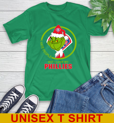 Philadelphia Phillies MLB Christmas Grinch I Hate People But I Love My Favorite Baseball Team T-Shirt 7