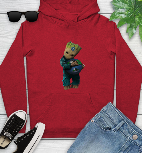 NBA Groot Guardians Of The Galaxy Basketball Sports Minnesota Timberwolves Youth Hoodie 11