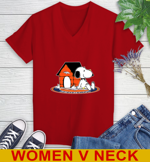 NFL Football Denver Broncos Snoopy The Peanuts Movie Shirt Women's V-Neck T-Shirt 12