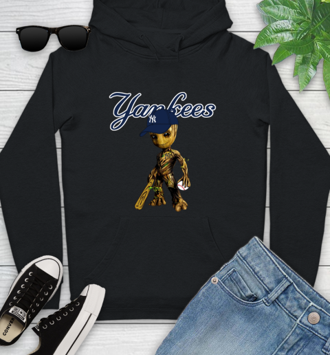 MLB New York Yankees Groot Guardians Of The Galaxy Baseball Youth Hoodie 2