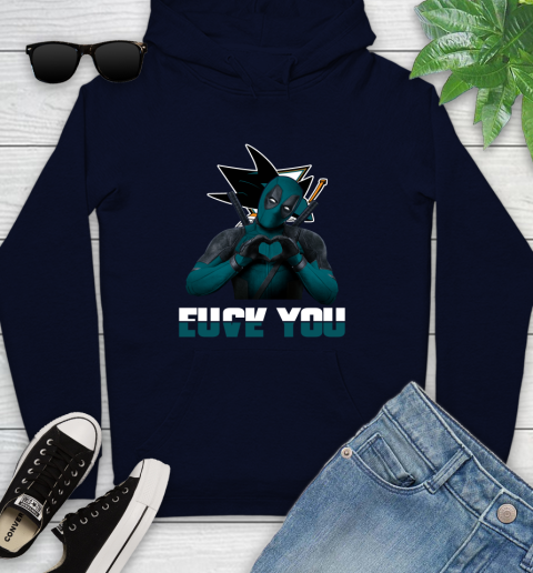 NHL San Jose Sharks Deadpool Love You Fuck You Hockey Sports Youth Hoodie 3