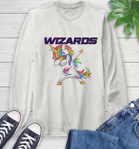 Washington Wizards NBA Basketball Funny Unicorn Dabbing Sports Long Sleeve T-Shirt 12