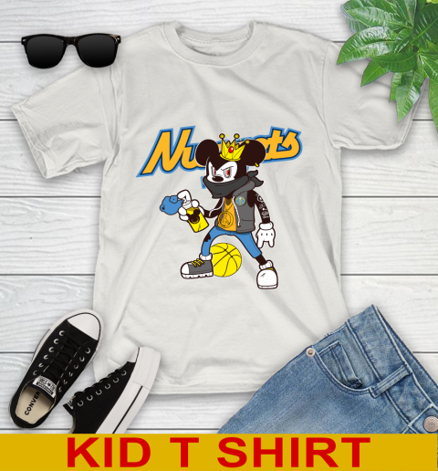 Denver Nuggets NBA Basketball Mickey Peace Sign Sports Youth T-Shirt 12