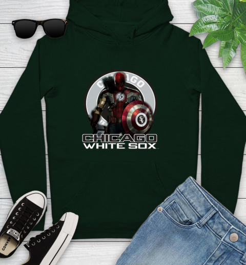 MLB Captain America Thor Spider Man Hawkeye Avengers Endgame Baseball Chicago White Sox Youth Hoodie 13