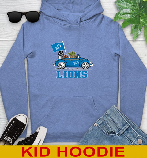 NFL Football Detroit Lions Darth Vader Baby Yoda Driving Star Wars Shirt Youth Hoodie 12