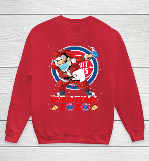 Detroit Pistons Funny Santa Claus Dabbing Christmas 2020 NBA Youth Sweatshirt 7