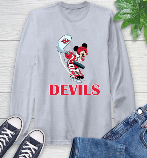 NHL Hockey New Jersey Devils Cheerful Mickey Mouse Shirt Long Sleeve T-Shirt 6