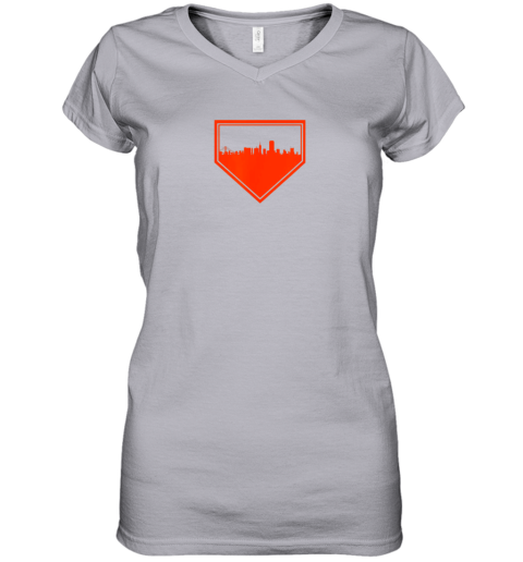 2out san francisco baseball home plate vintage sf skyline women v neck t shirt 39 front sport grey